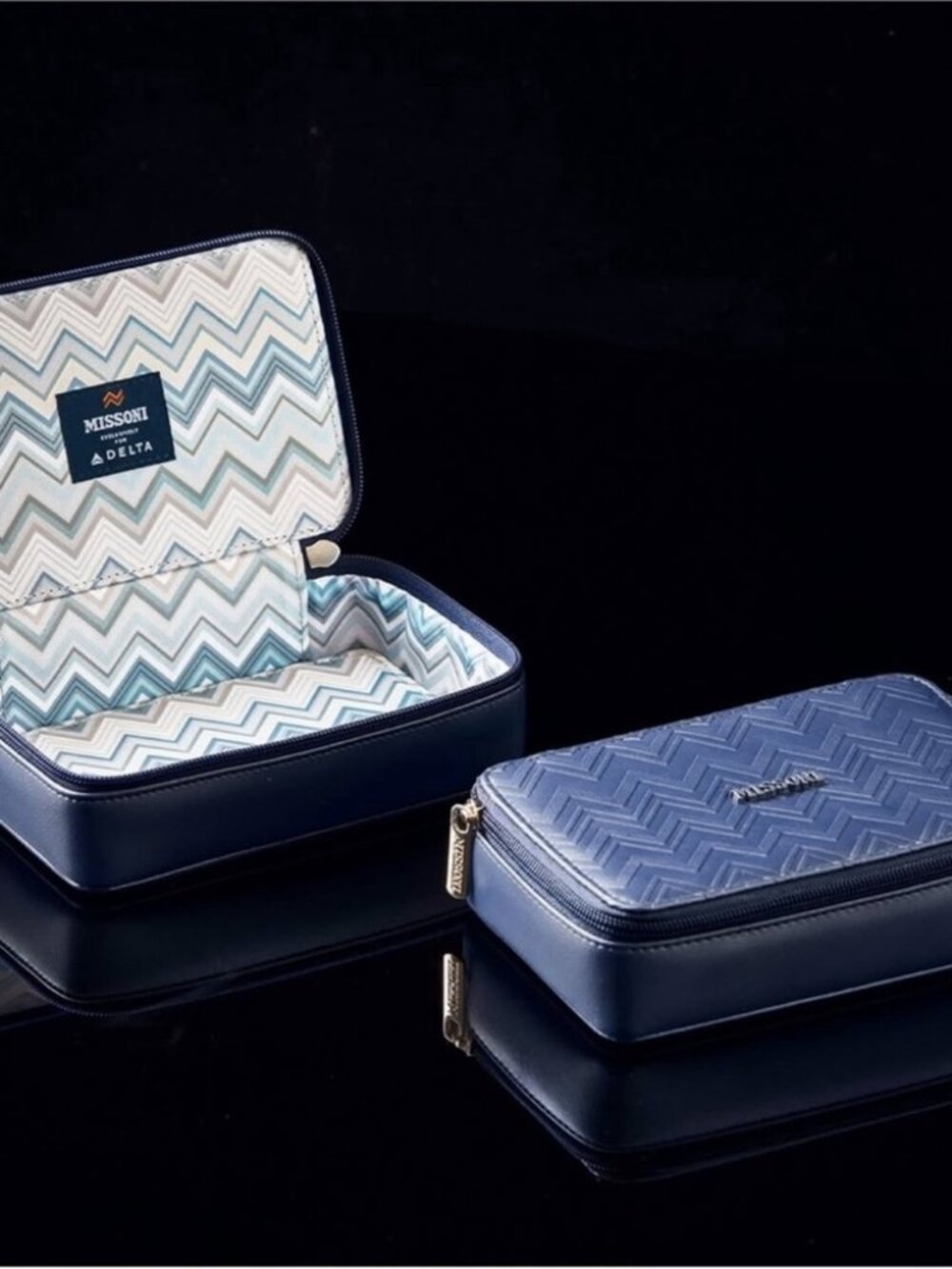 Missoni x Delta travel case Blue Chevron